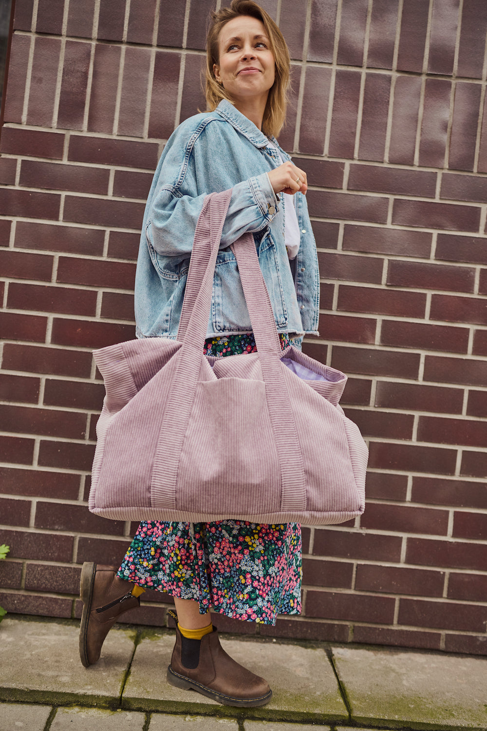 Lavender Corduroy Mom Bag